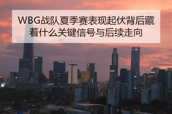 WBG战队夏季赛表现起伏背后藏着什么关键信号与后续走向